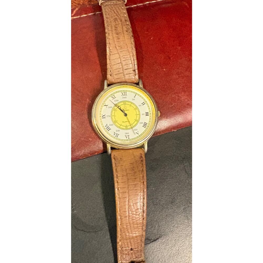 VTG 37mm Unisex Giordano Watch, Gold Tone with Roman Numerals